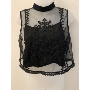 Forever 21 Black Lace Crop Top Small NWT